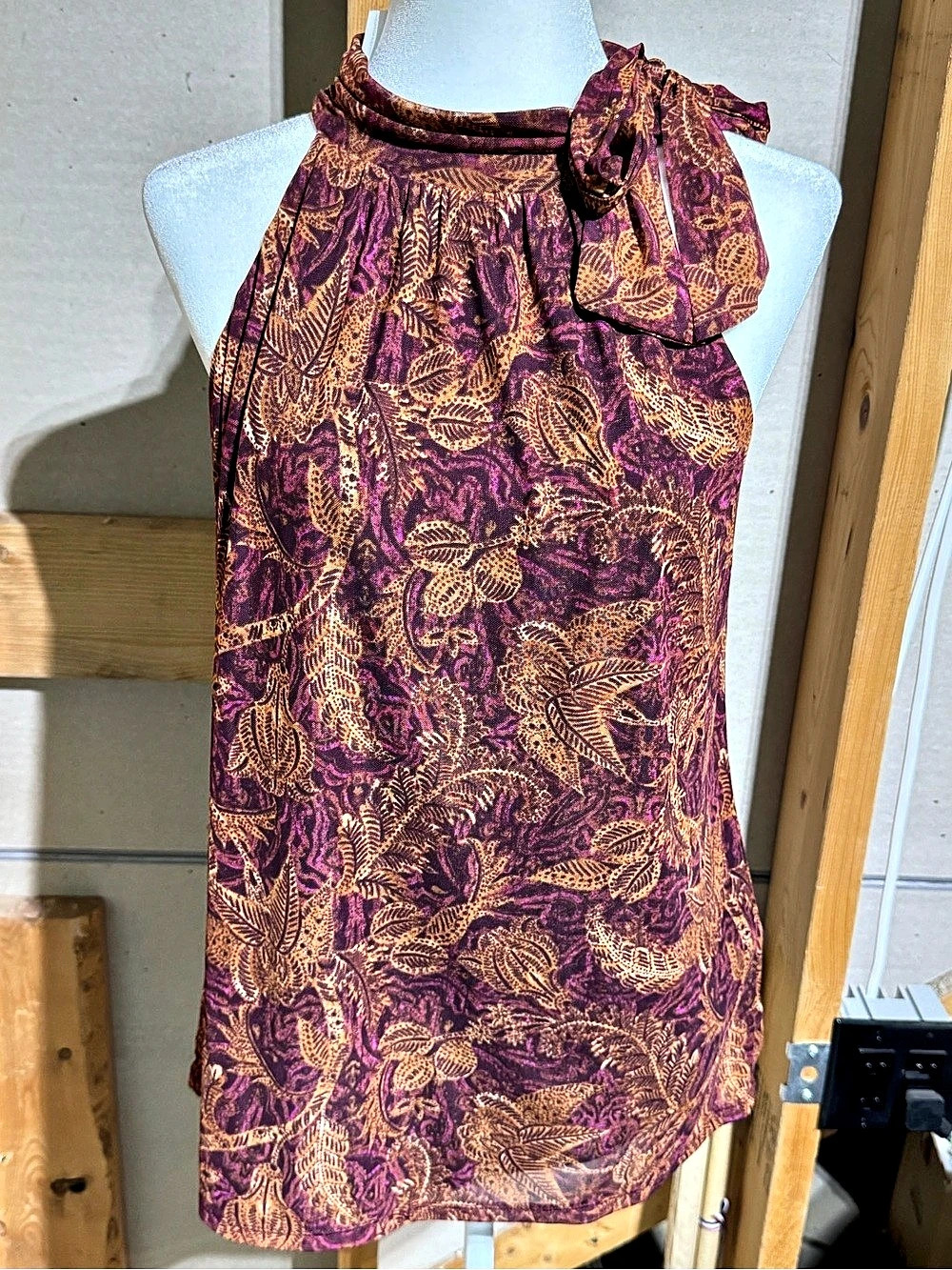 Cato Paisley Halter Top in Purple & Brown Size Medium NWT